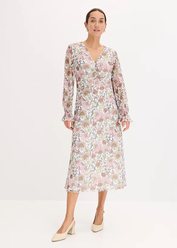 Robe midi imprimée en mesh, bonprix