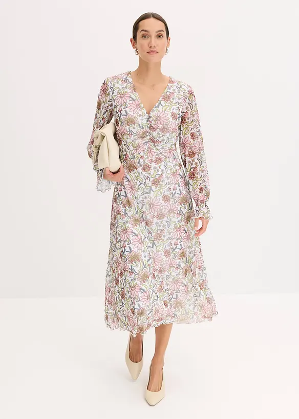 Robe midi imprimée en mesh, bonprix