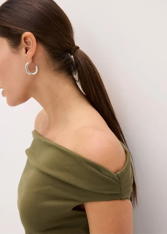 Robe midi à encolure Bardot, bonprix