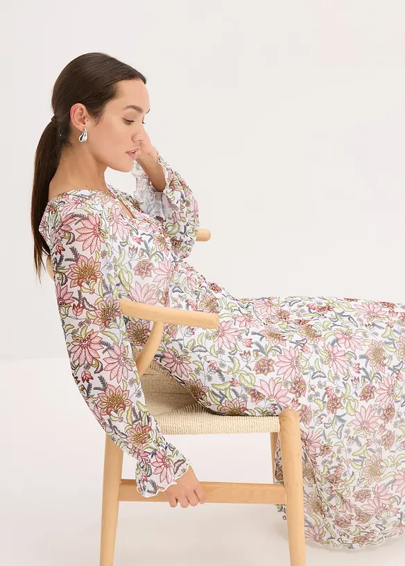 Robe midi imprimée en mesh, bonprix