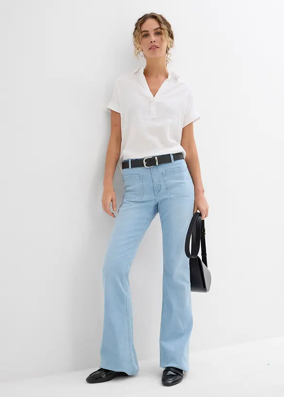 Blouse manches courtes en gaze de coton aérien, bonprix