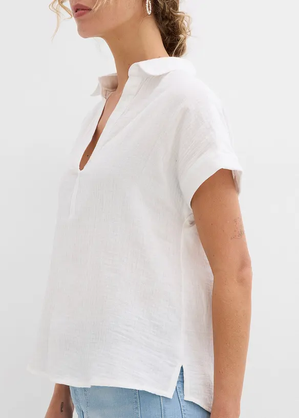 Blouse manches courtes en gaze de coton aérien, bonprix
