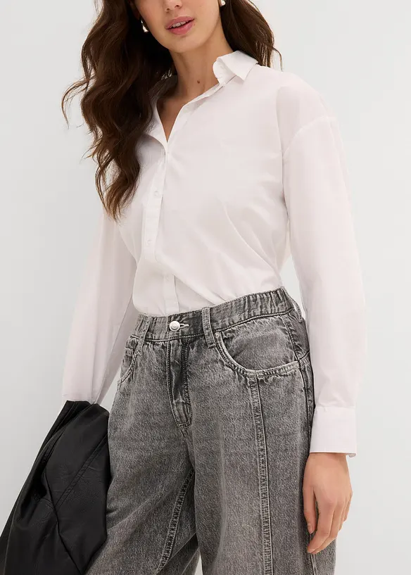 Jean barrel taille mi-haute peu extensible, cropped, bonprix