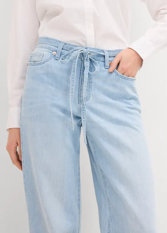 Jean large, taille mi-haute, ceinture, bonprix