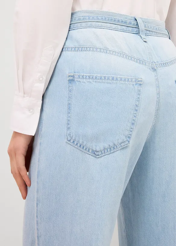 Jean large, taille mi-haute, ceinture, bonprix