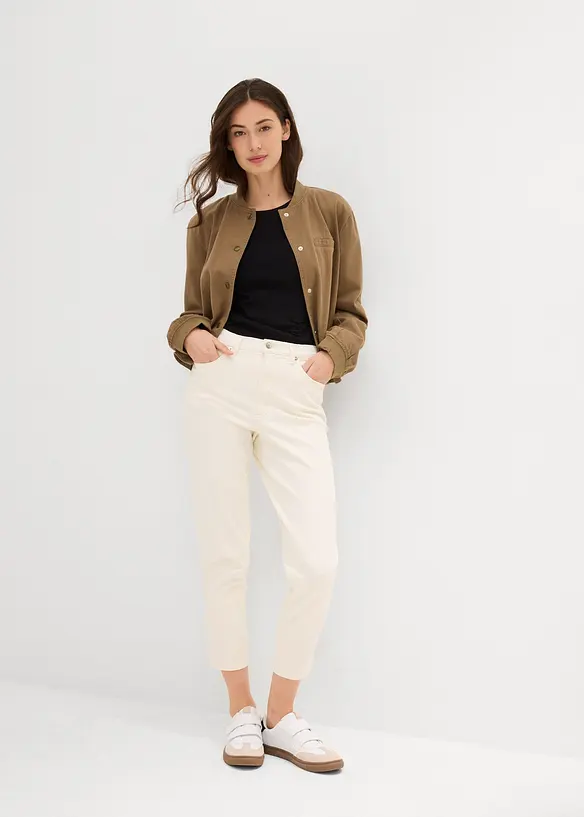 Jean mom taille haute, raccourci, peu extensible, bonprix