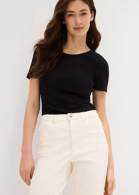 Jean mom taille haute, raccourci, peu extensible, bonprix