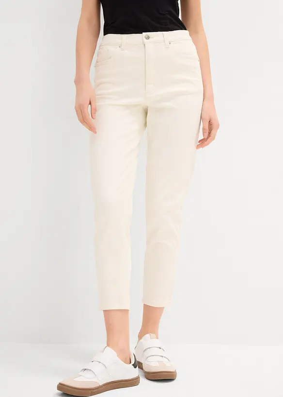 Jean mom taille haute, raccourci, peu extensible, bonprix