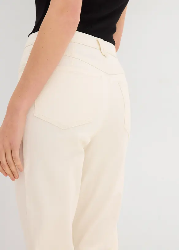 Jean mom taille haute, raccourci, peu extensible, bonprix