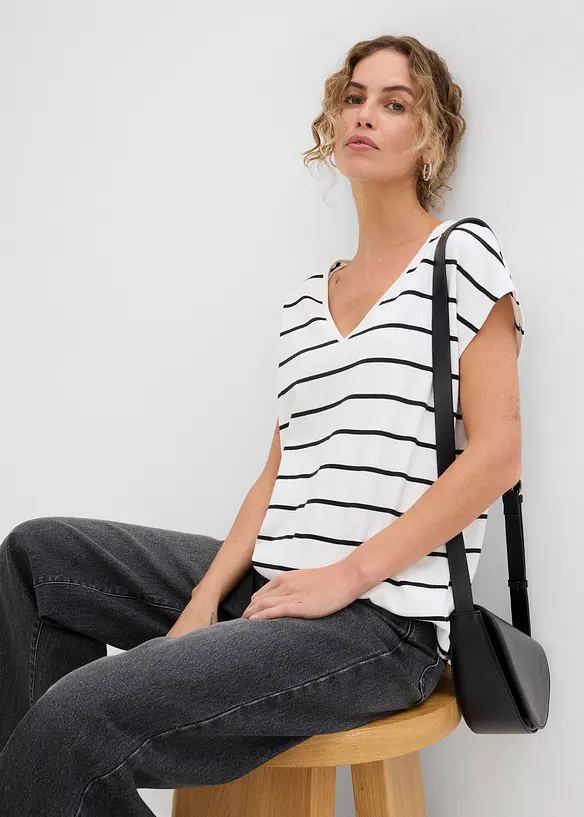 T-shirt ray&eacute; en maille, bonprix