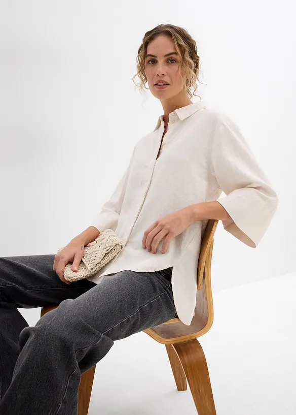 Chemisier en lin mélangé frais et respirant, bonprix