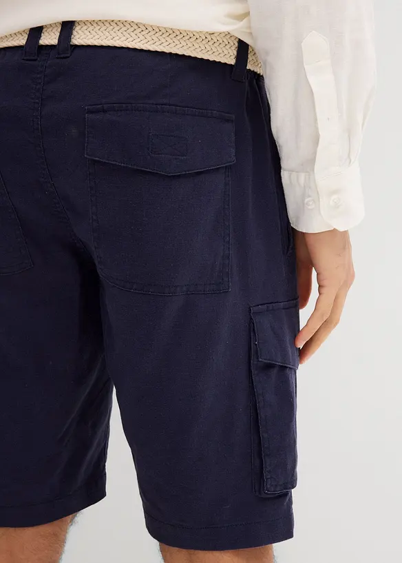 Bermuda cargo avec lin et ceinture, Regular, bonprix