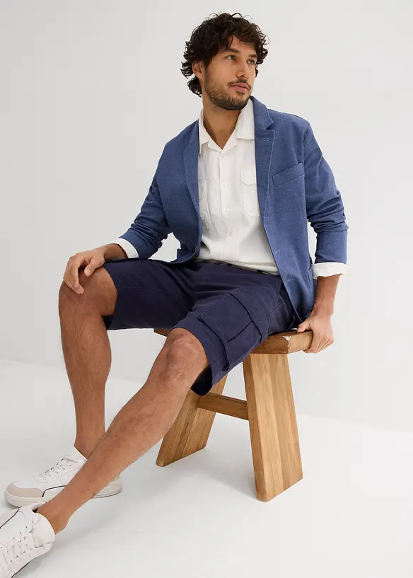 Bermuda cargo avec lin et ceinture, Regular, bonprix