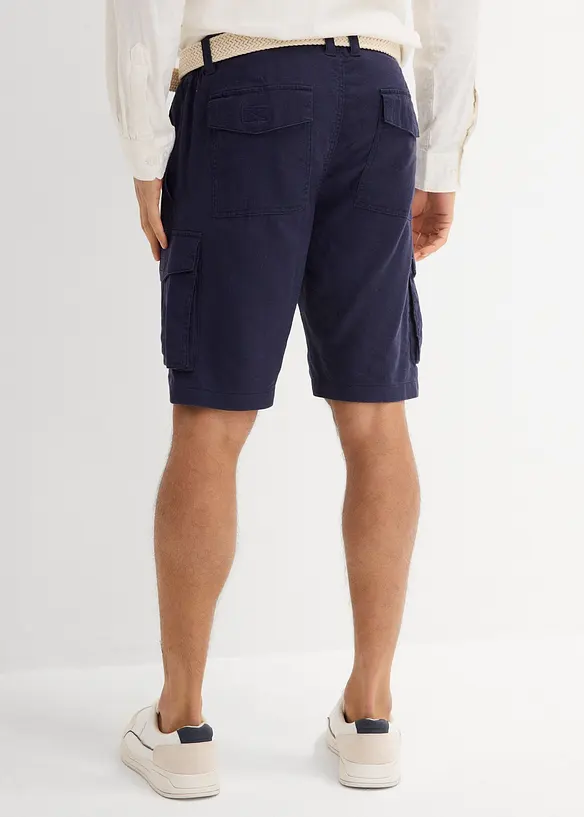 Bermuda cargo avec lin et ceinture, Regular, bonprix