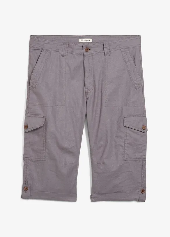 Bermuda long cargo en lin mélangé, Regular, bonprix