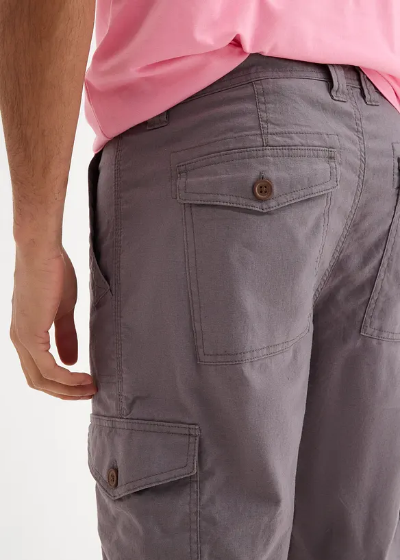 Bermuda long cargo en lin mélangé, Regular, bonprix