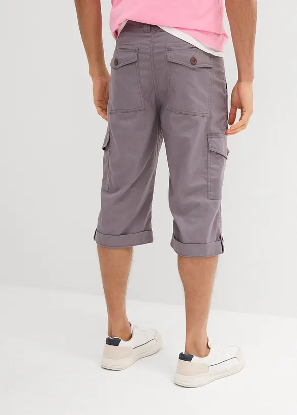 Bermuda long cargo en lin mélangé, Regular, bonprix