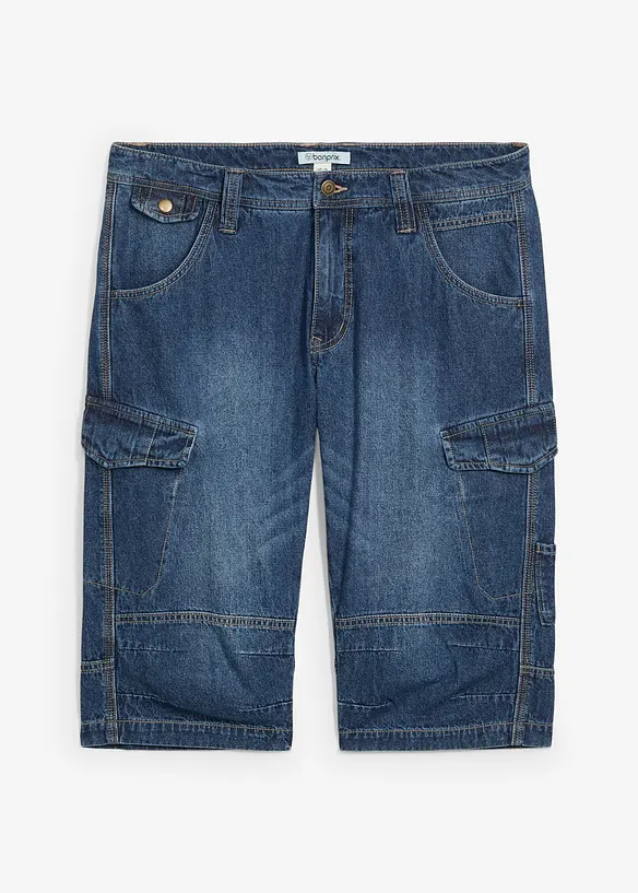 Bermuda long poches cargo en denim léger, coupe loose, bonprix