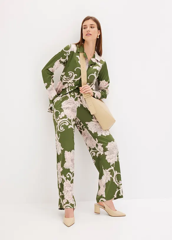 Pantalon palazzo en satin fluide, bonprix