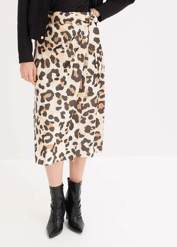 Jupe portefeuille en viscose mélangée, bonprix