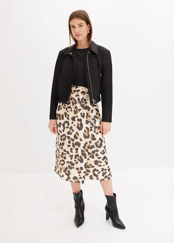 Jupe portefeuille en viscose mélangée, bonprix