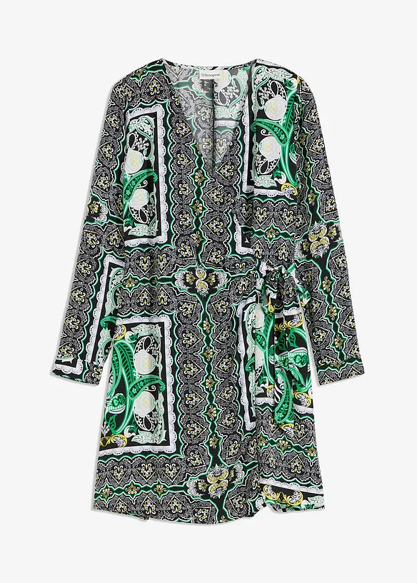 Robe portefeuille en satin imprim&eacute;, bonprix