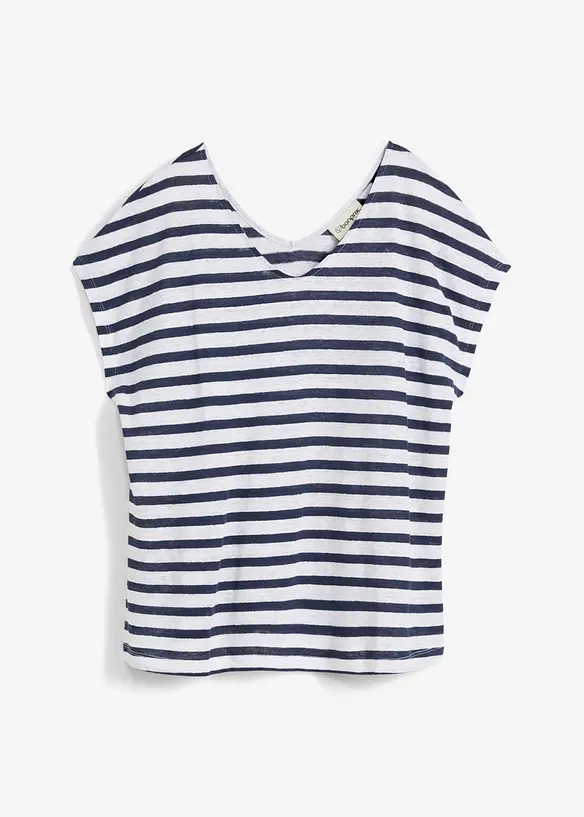 T-shirt 100% lin &agrave; manches chauve-souris, bonprix