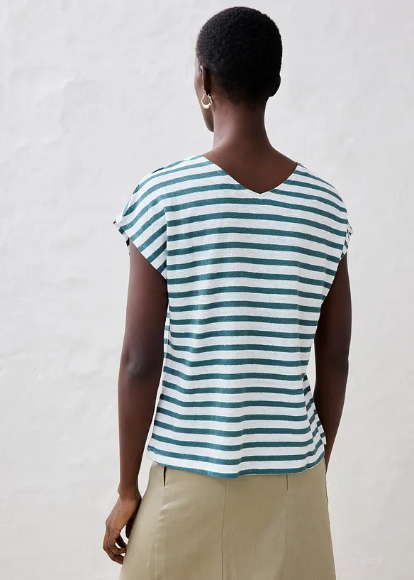 T-shirt 100% lin à manches chauve-souris, bonprix