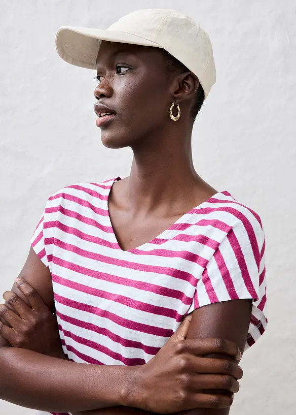 T-shirt 100% lin à manches chauve-souris, bonprix