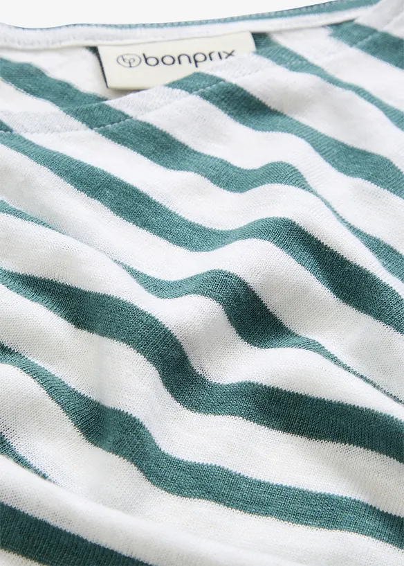 T-shirt 100% lin à manches chauve-souris, bonprix