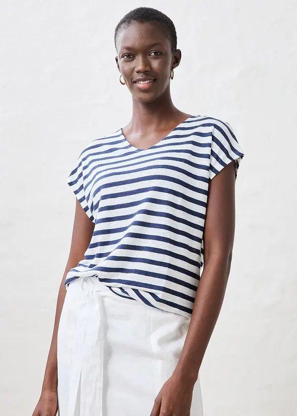 T-shirt 100% lin &agrave; manches chauve-souris, bonprix