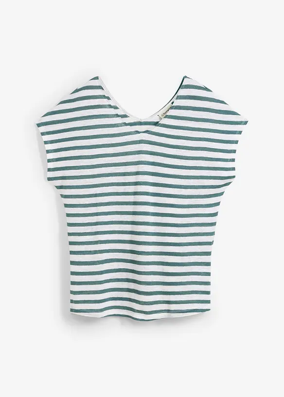 T-shirt 100% lin à manches chauve-souris, bonprix