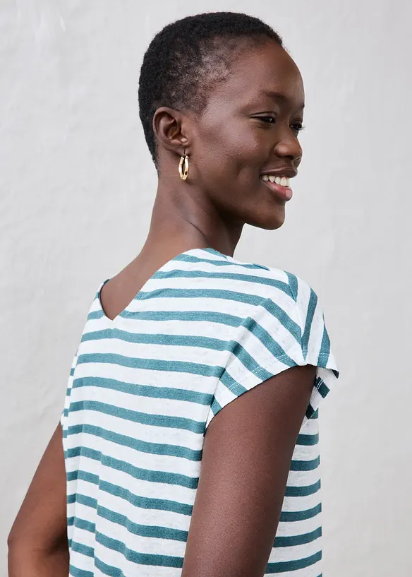 T-shirt 100% lin à manches chauve-souris, bonprix