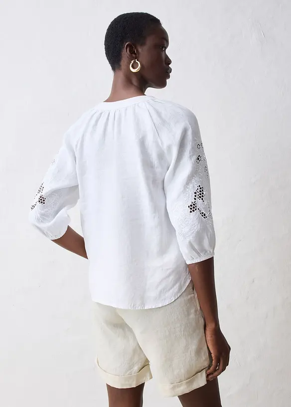 Tunique 100% lin avec broderie anglaise, bonprix