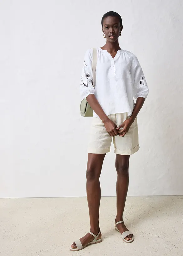 Tunique 100% lin avec broderie anglaise, bonprix