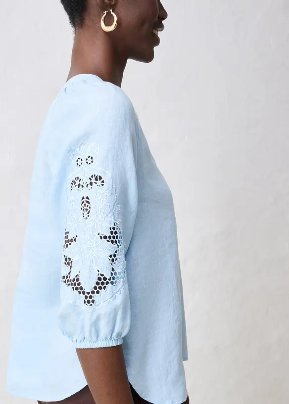 Tunique 100% lin avec broderie anglaise, bonprix