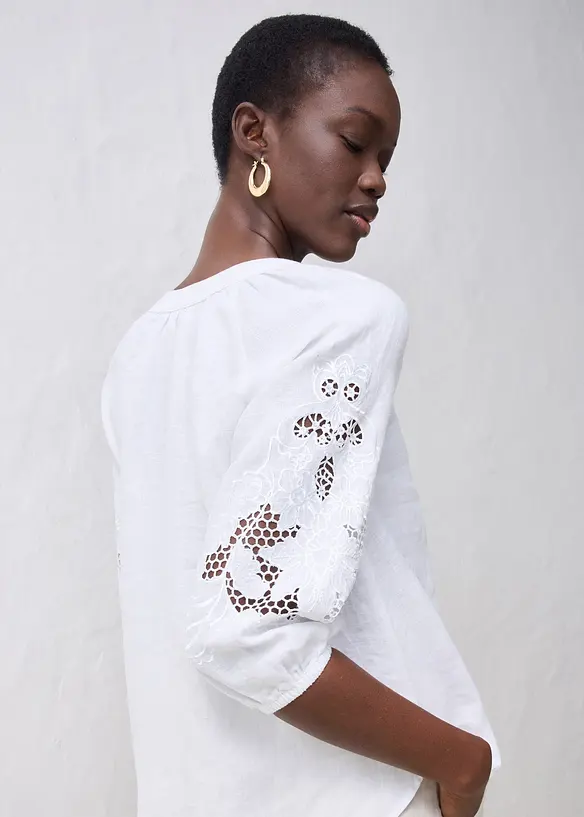 Tunique 100% lin avec broderie anglaise, bonprix