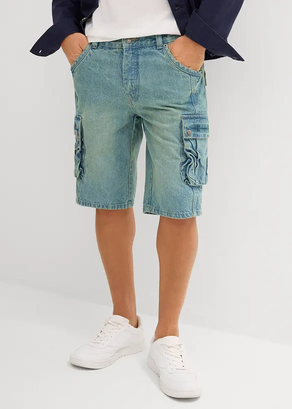 Bermuda cargo en jean, Regular, bonprix