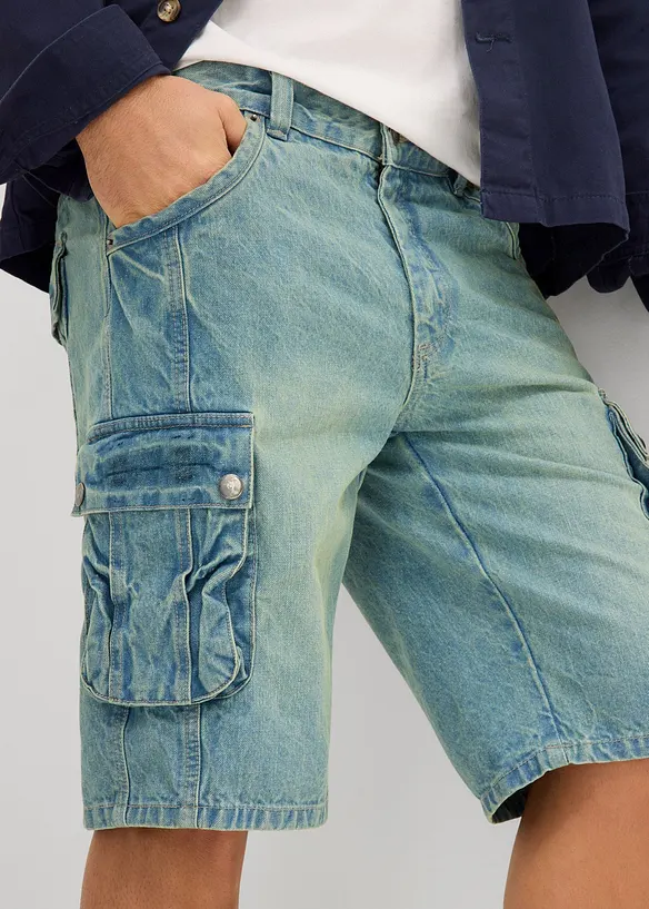 Bermuda cargo en jean, Regular, bonprix