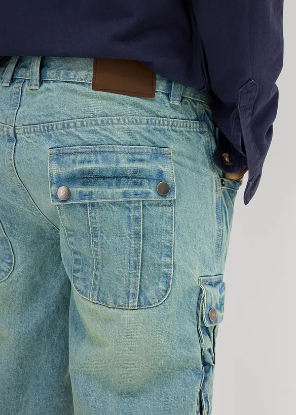 Bermuda cargo en jean, Regular, bonprix