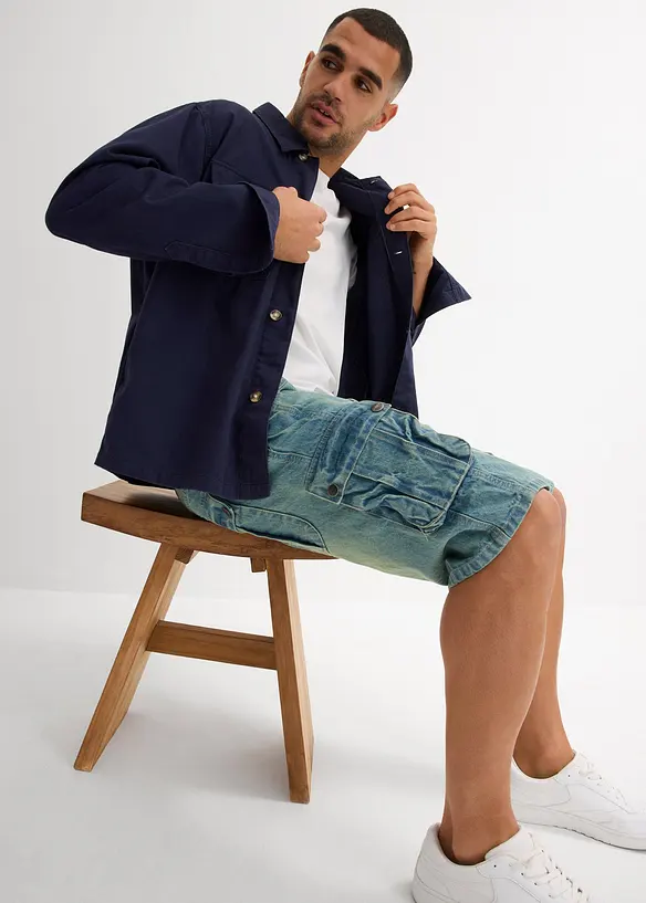 Bermuda cargo en jean, Regular, bonprix