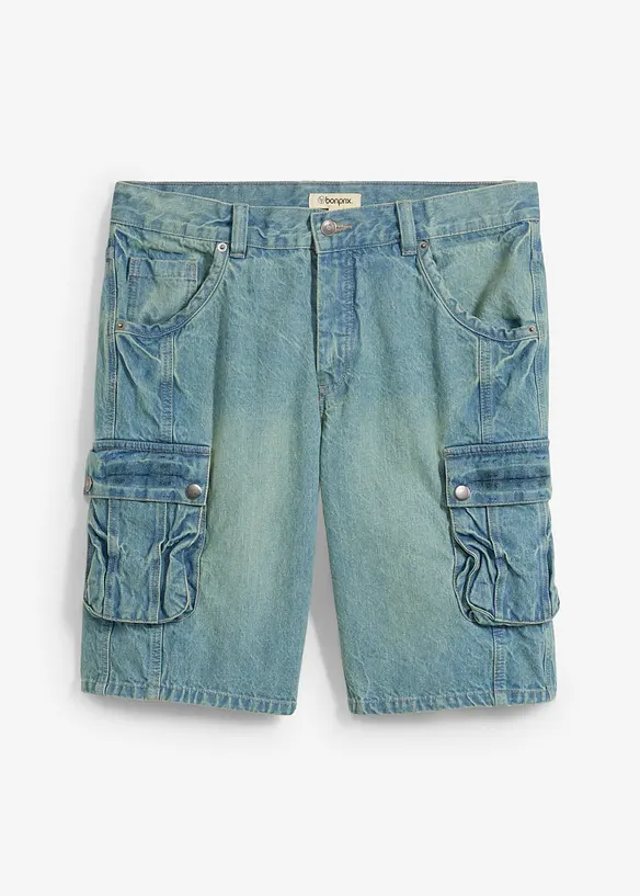 Bermuda cargo en jean, Regular, bonprix