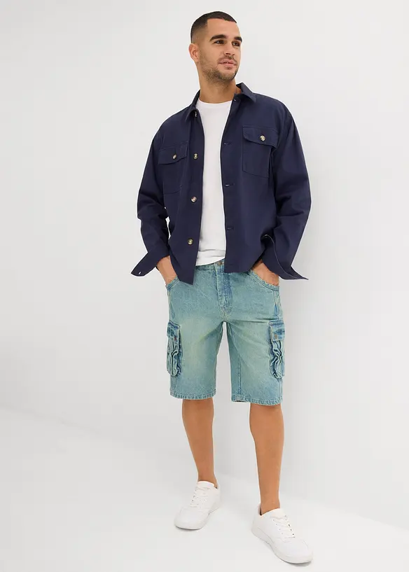 Bermuda cargo en jean, Regular, bonprix