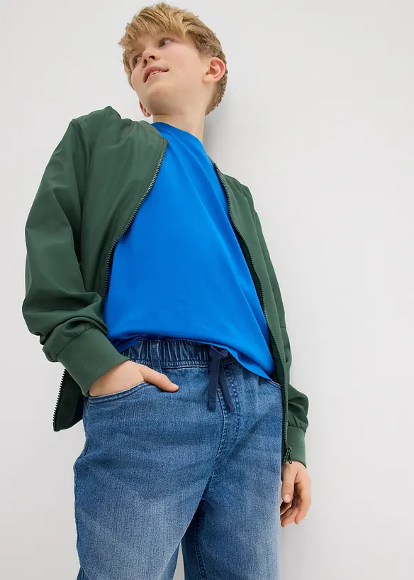 Bermuda long en jean, taille extensible, slim, bonprix