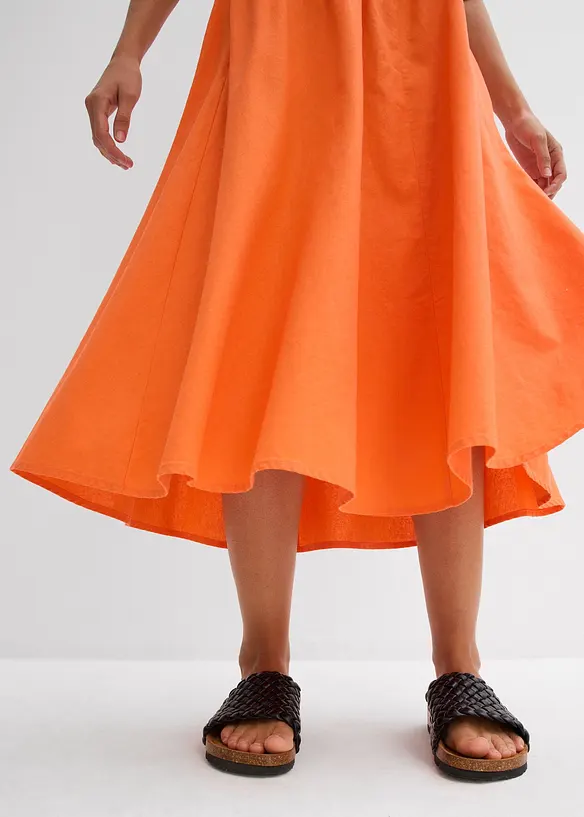 Jupe midi en lin majoritaire, bonprix