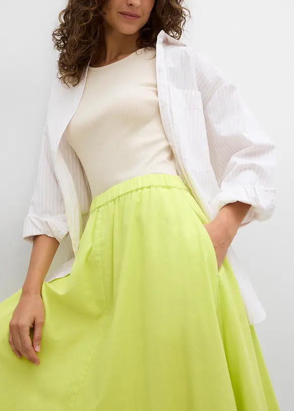 Jupe midi en lin majoritaire, bonprix