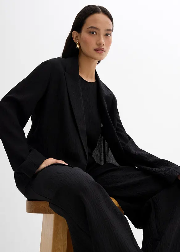 Blazer en viscose mélangée, effet froissé, bonprix