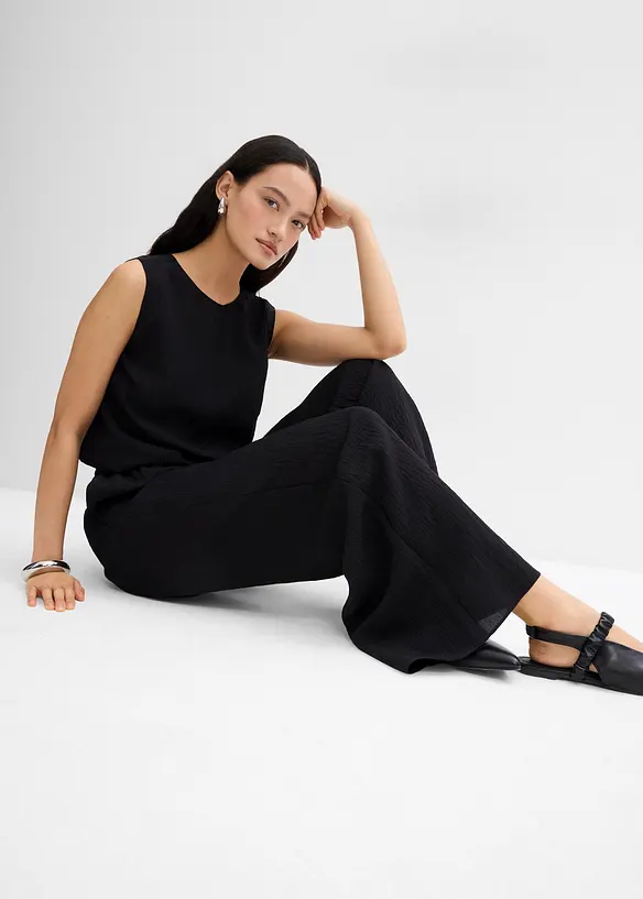 Pantalon en viscose mélangée, effet froissé, bonprix