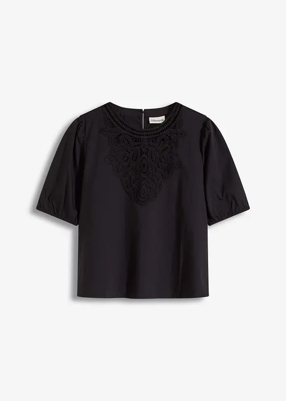 Blouse manches courtes à dentelle, bonprix