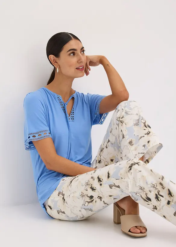 T-shirt tunique avec dentelle, bonprix